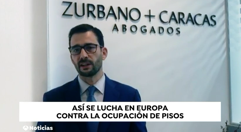 Intervención de Letrado de Z+C Abogados en Antena 3 Noticias abordando el problema de la ocupación de viviendas.